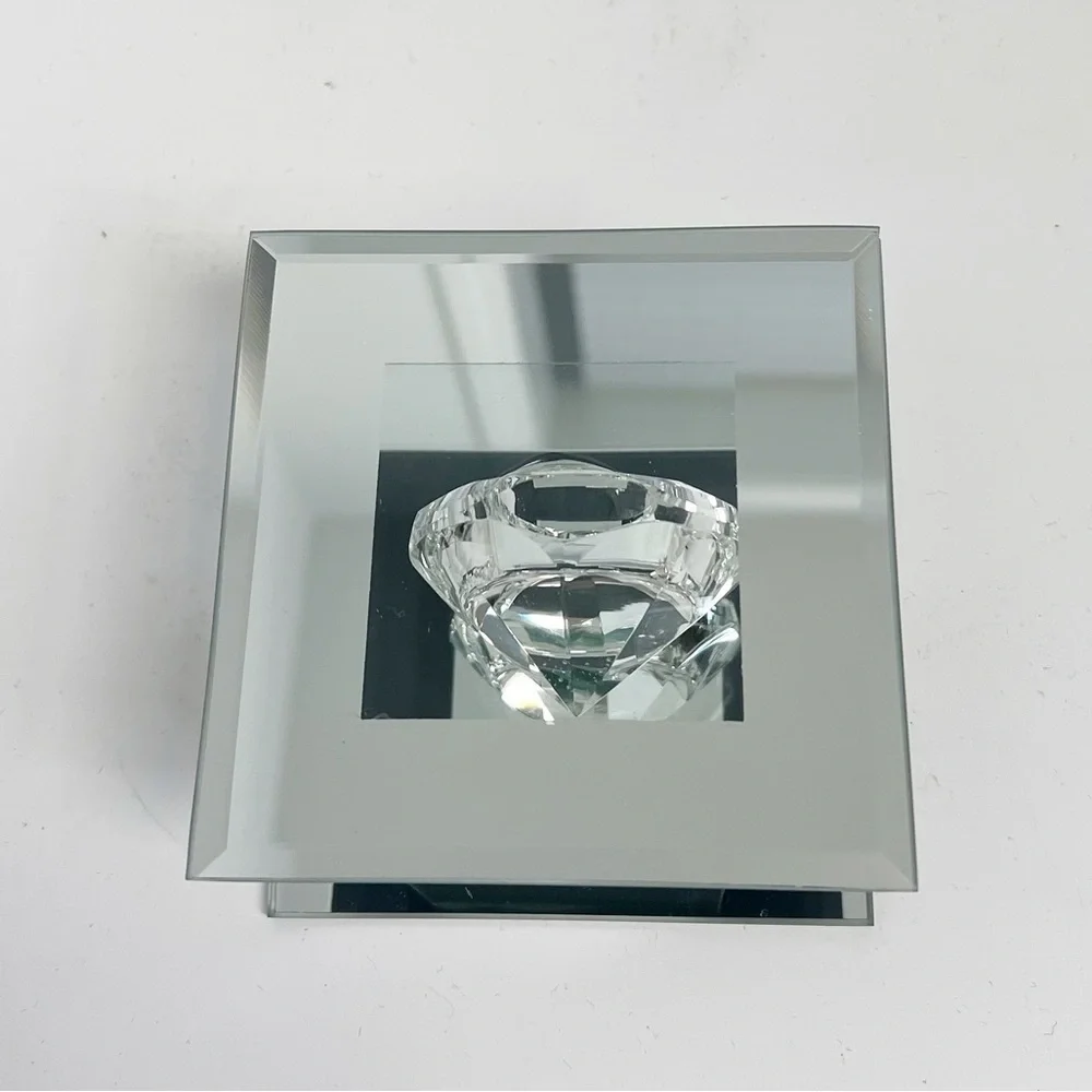 Diamond and Mirror glass Tea Light Holder NWT